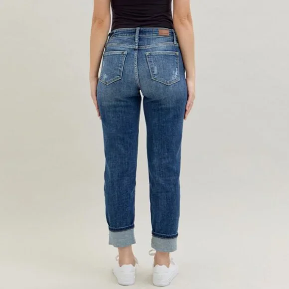 Judy Blue Cuffed Destroy Boyfriend Jeans - Picture 3 of 3